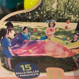 Colorful Parachute Game with Balls Pre-K - 3rd Grade Outdoor Birthday Party Fun